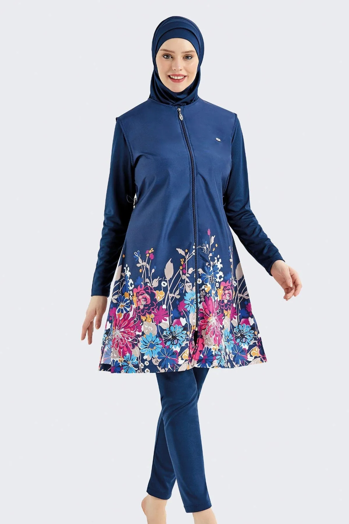 C&City  Vollständig bedeckter 4-teiliger Hijab-Badeanzug C11103 Marineblau
