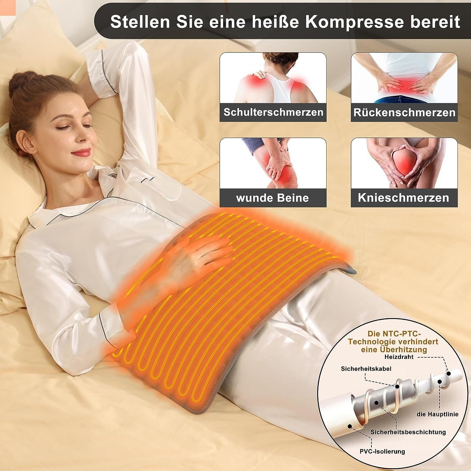 IBETTER Heizkissen Heizdecke, Wärmedecke, 6 Heizstufen, maschinenwaschbar, mit Abschaltautomatik Elektrische