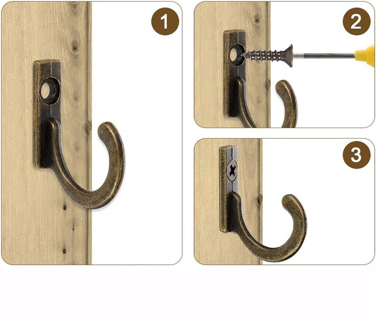EBUY Schlüsselbrett Packung mit 60 Wandhaken Vintage-Haken Antike Schlüsselhaken