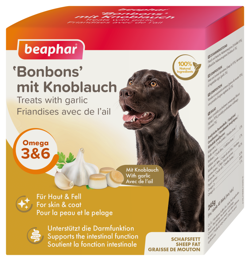 Beaphar Ergänzungsfutter & Aufzucht Beaphar Haut- und Fellkur Bonbons 245g Knoblauch-Bonbons