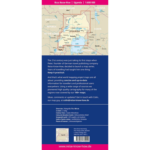 Reise Know-How Landkarte Uganda (1:600.000) - Straßenkarte