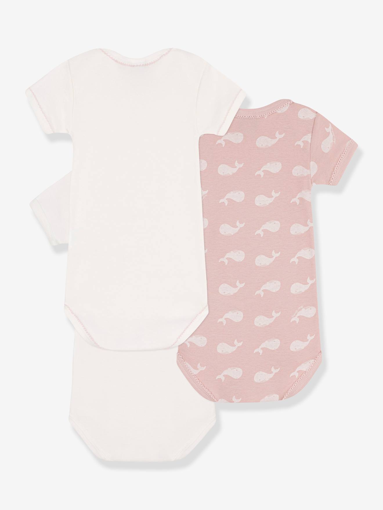 Lot de 3 bodies manches courtes en coton bio PETIT BATEAU blanc