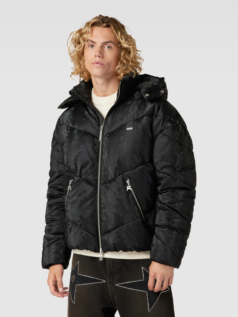 Steppjacke mit Schlangenmuster in schwarz