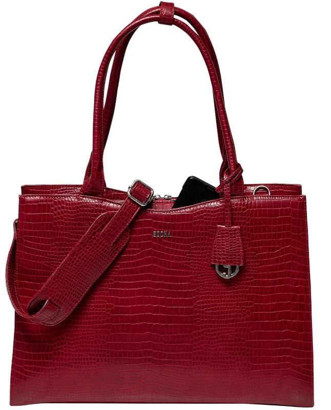 SOCHA Damen Businesstasche Croco Burgundy 15.6 