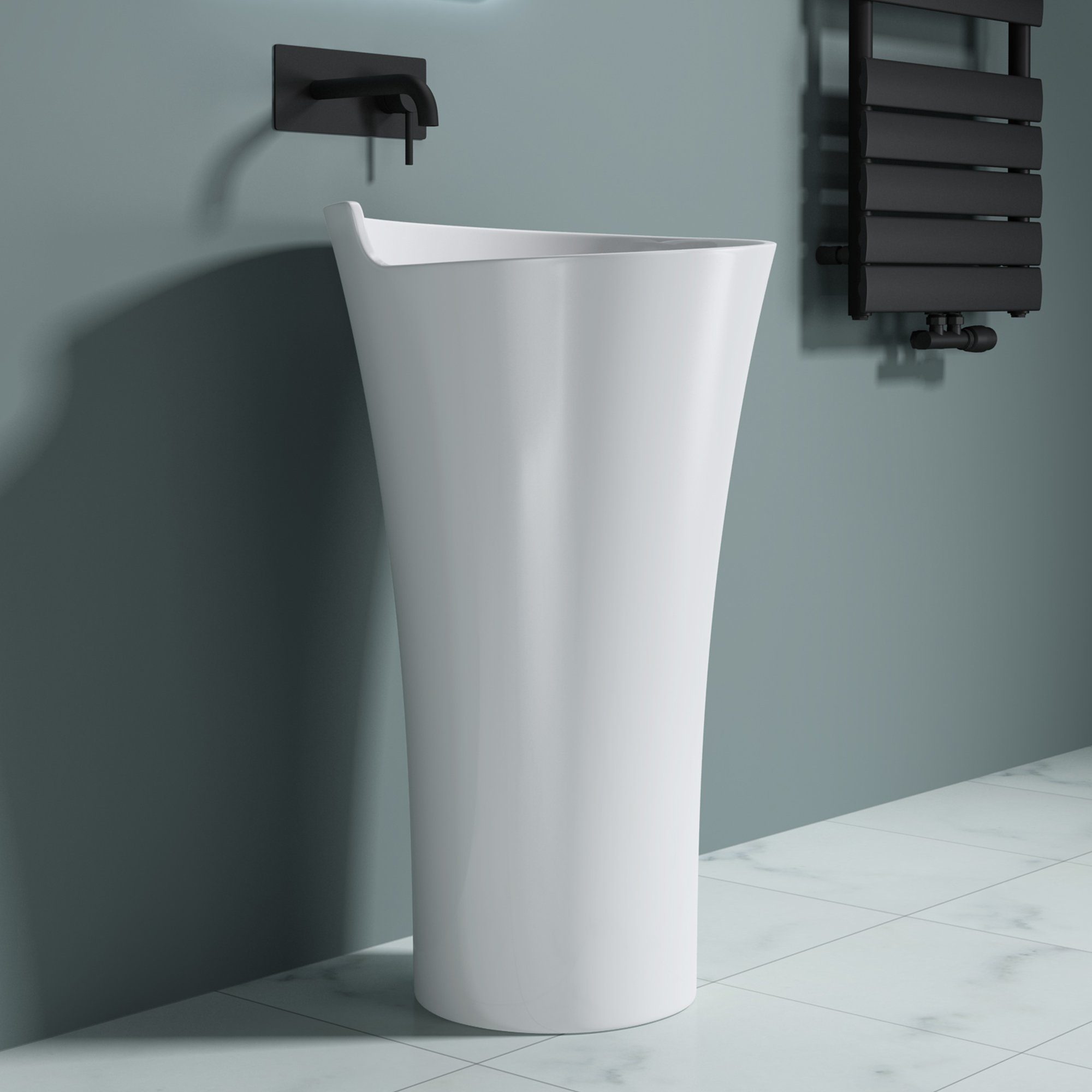 doporro Waschbecken doporro Design Standwaschbecken DxH 52,3x90 cm Colossum30 aus Gussmarmor Waschtisch Waschplatz Standsäule