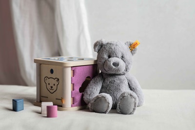 Bearzy Teddybär, 28 cm, hellgrau