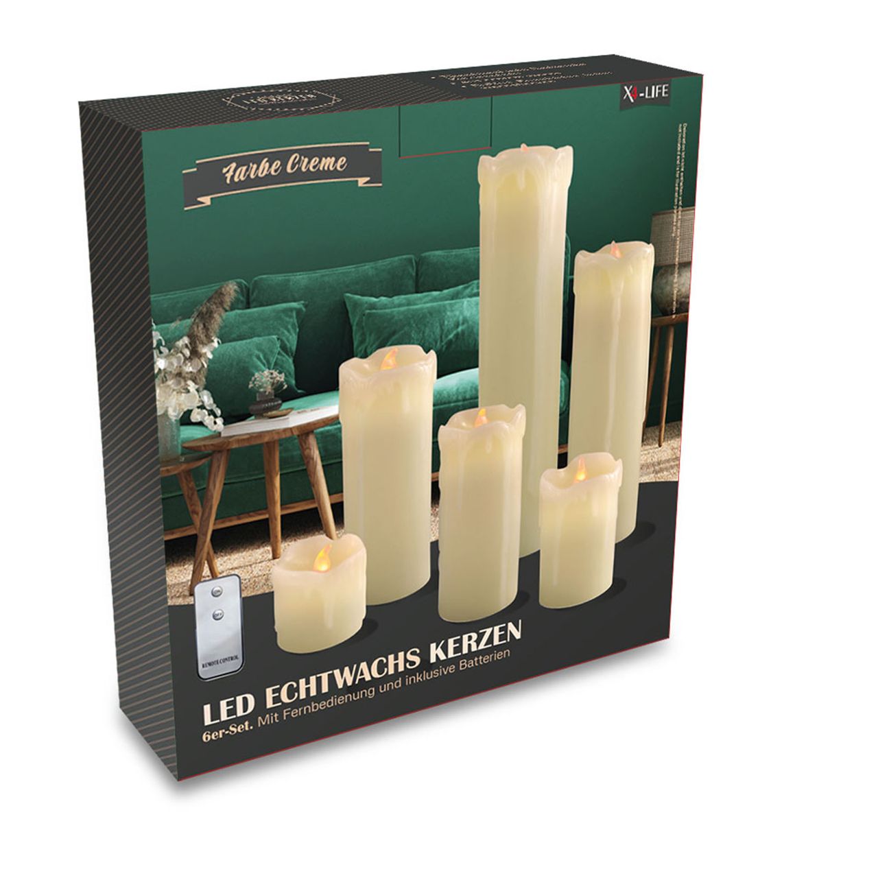 X4-Life X4-LIFE LED Echtwachskerzen mit Wachstropfen 6er Set inkl. Fernbedienung