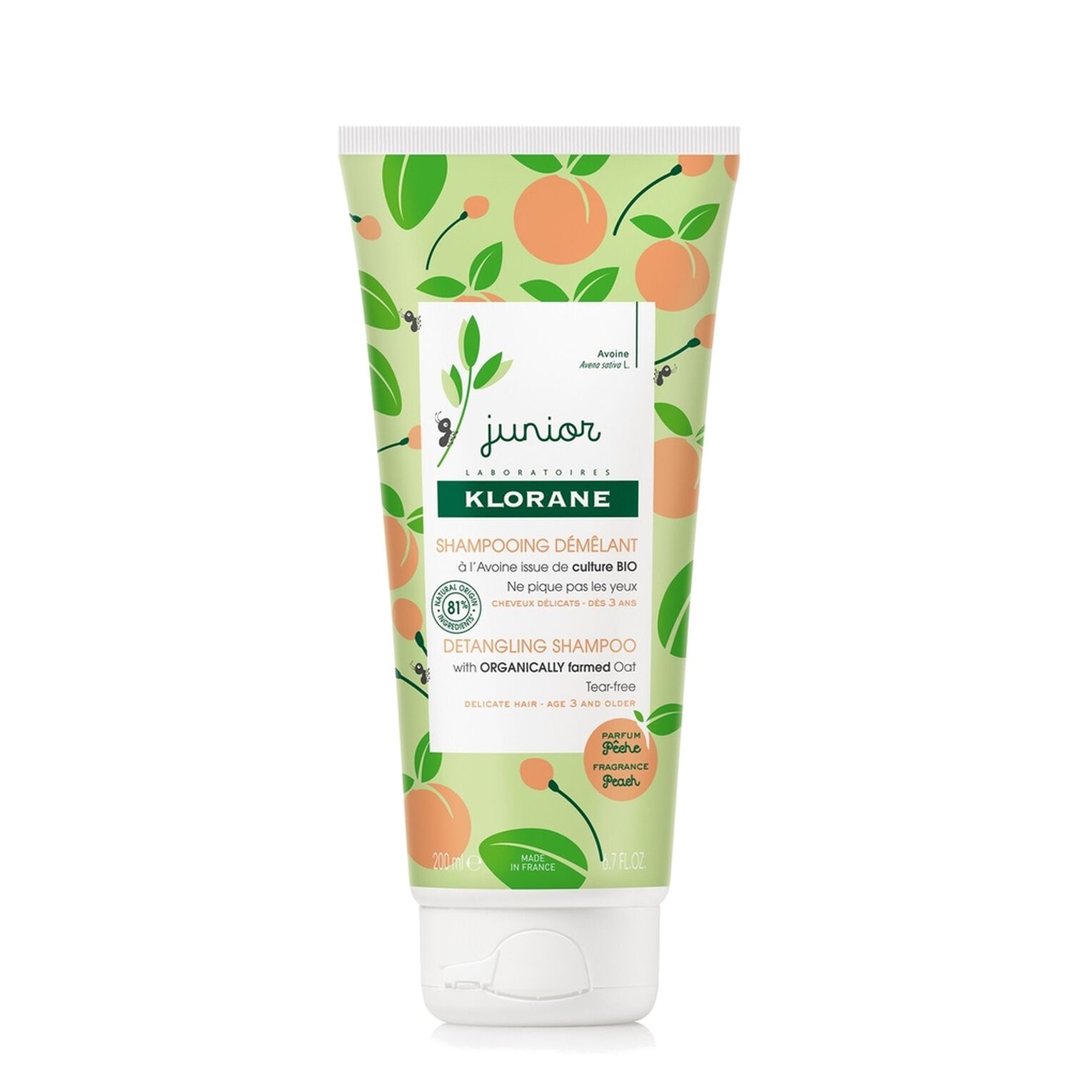 Klorane Shampoing Junior Démêlant à la Pêche - Cheveux Délicats 200 ml