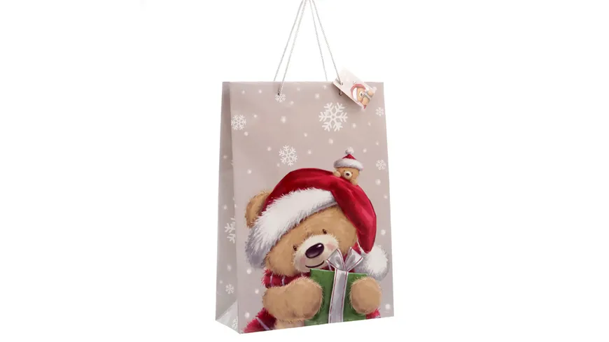 Papiertüte Teddy beige rot