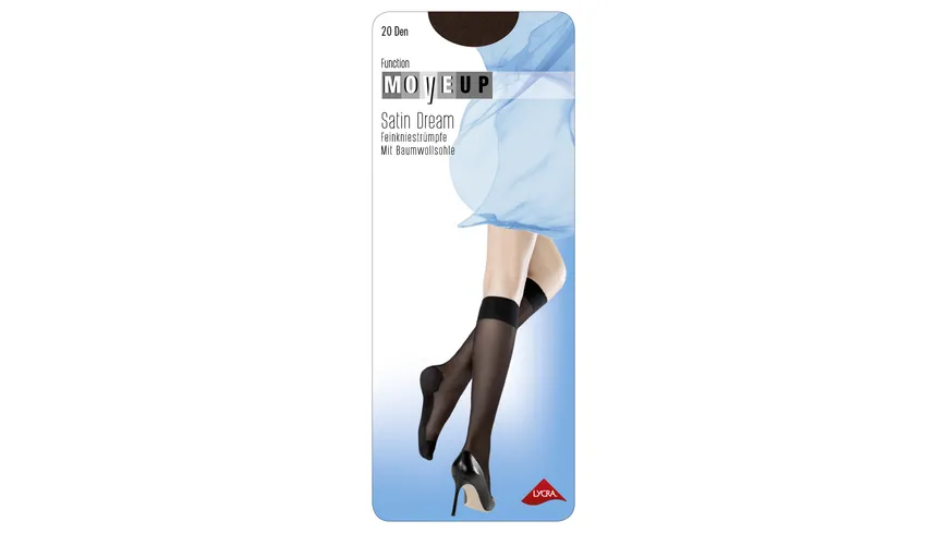 MOVE UP Damen Kniestrümpfe mit Baumwollsohle Satin Dream 20 DEN champagner