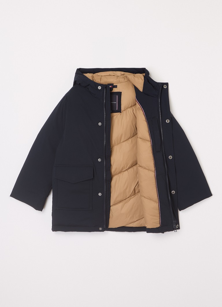 Parka Tommy Hilfiger cu buzunare aplicate și glugă.