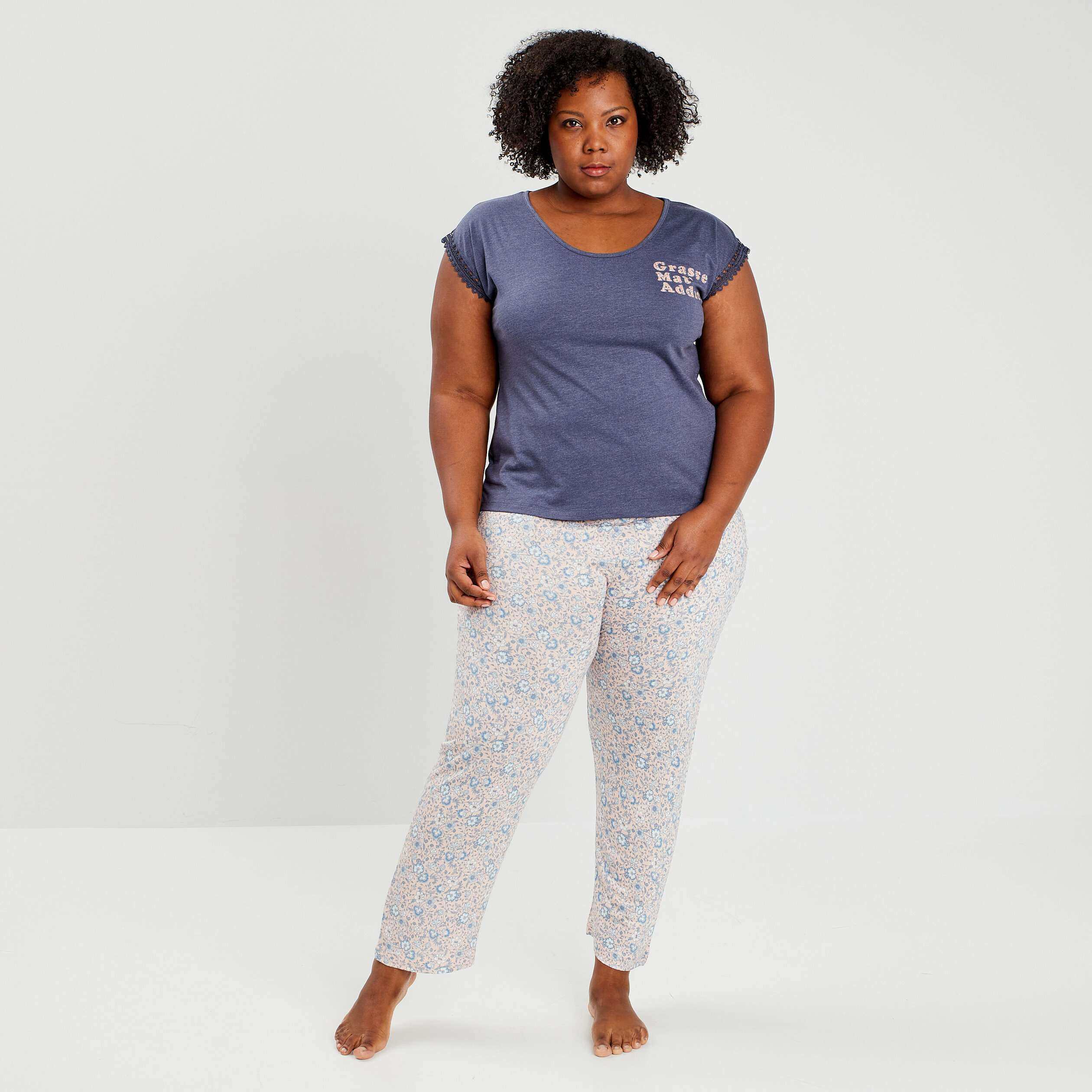 Ensemble pyjama 2 pièces rose femme grande taille | La Halle