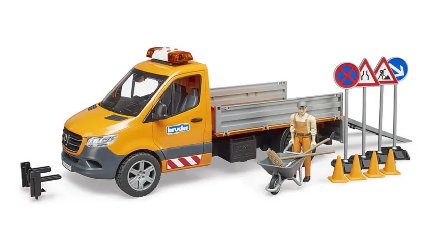 BRUDER - MB Sprinter Kommunal mit Light & Sound Modul, Fahrer und Zubehör 02677