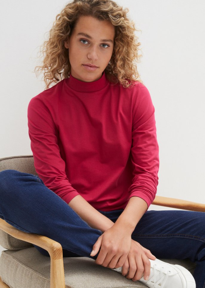 Essential Langarmshirt mit Stehkragen, seamless