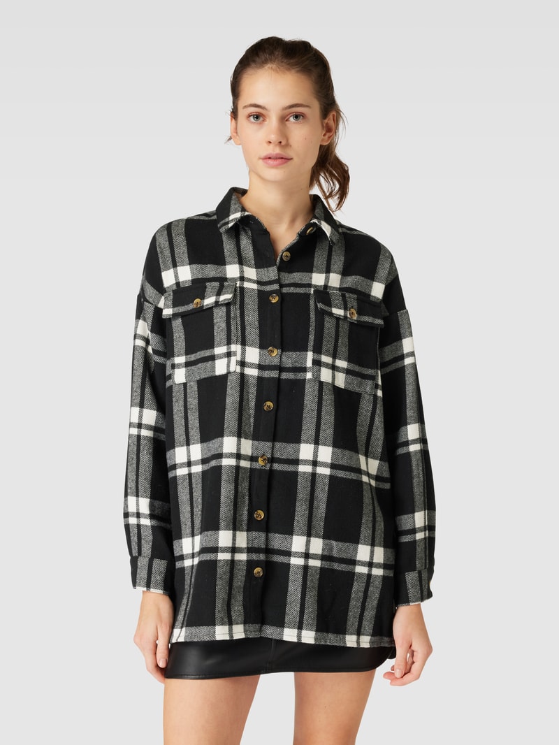 Hemdbluse mit Tartan-Muster Modell 'FLANNY' in black