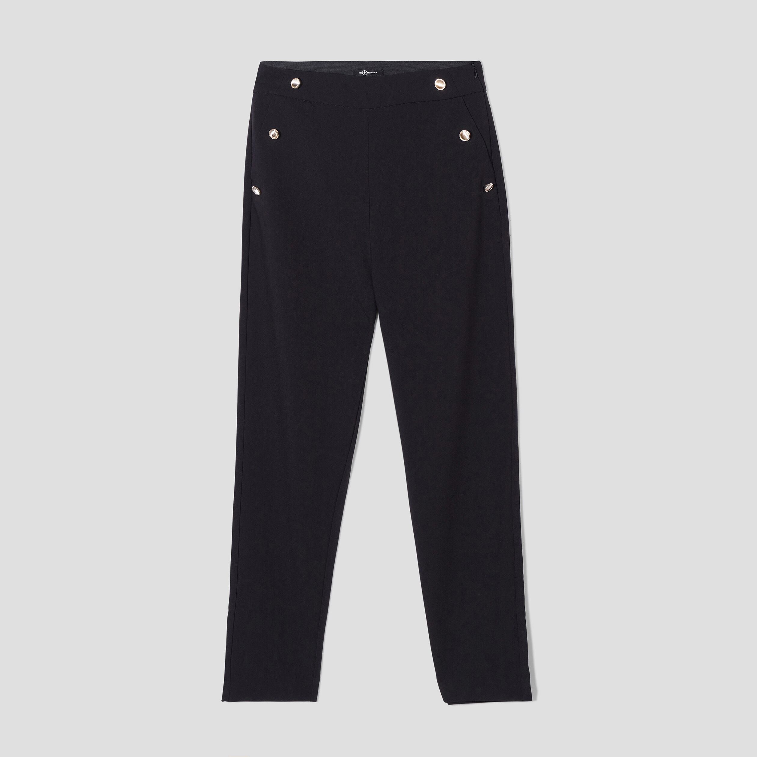 Pantalon droit à pont 2 poches Mosquitos noir femme | La Halle