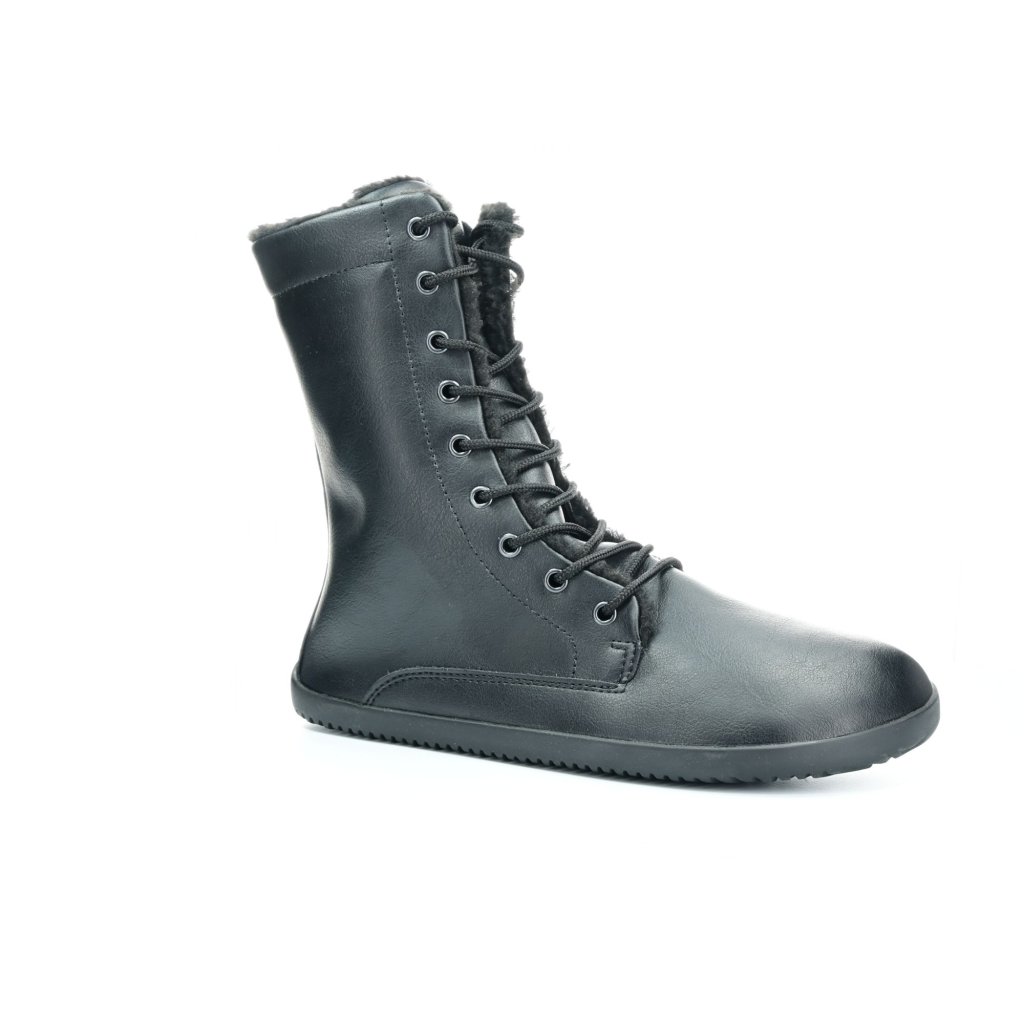 Ahinsa Jaya Schwarze Barfuß-Halbstiefel mit Reißverschluss und Futter