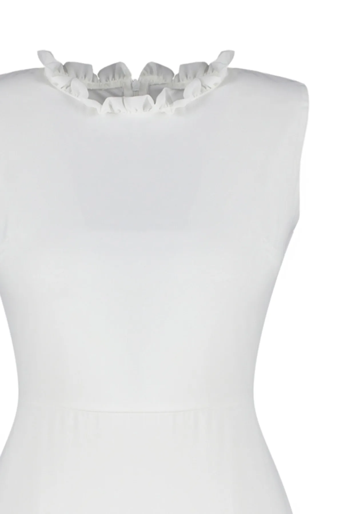 Trendyol Collection  Ecrufarbenes, gewebtes Minikleid mit Rüschen und Chiffonfutter in A-Linie TWOSS20EL0237