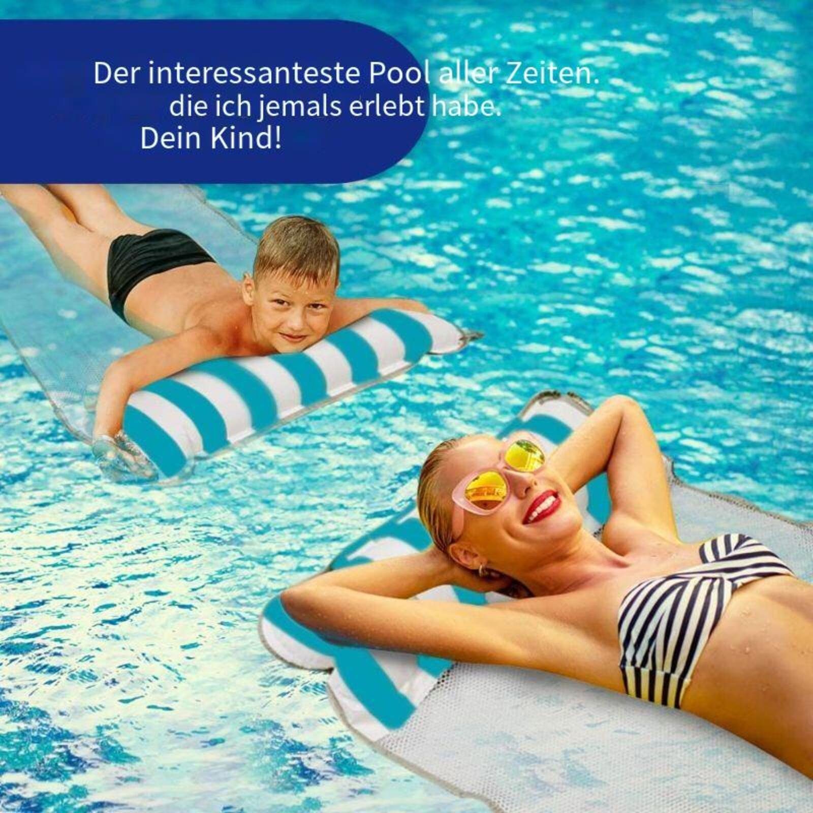 Devenirriche Luftbett 7 Luftmatratze Aufblasbarer Wasserhängematte Pool Lounge Hängematte