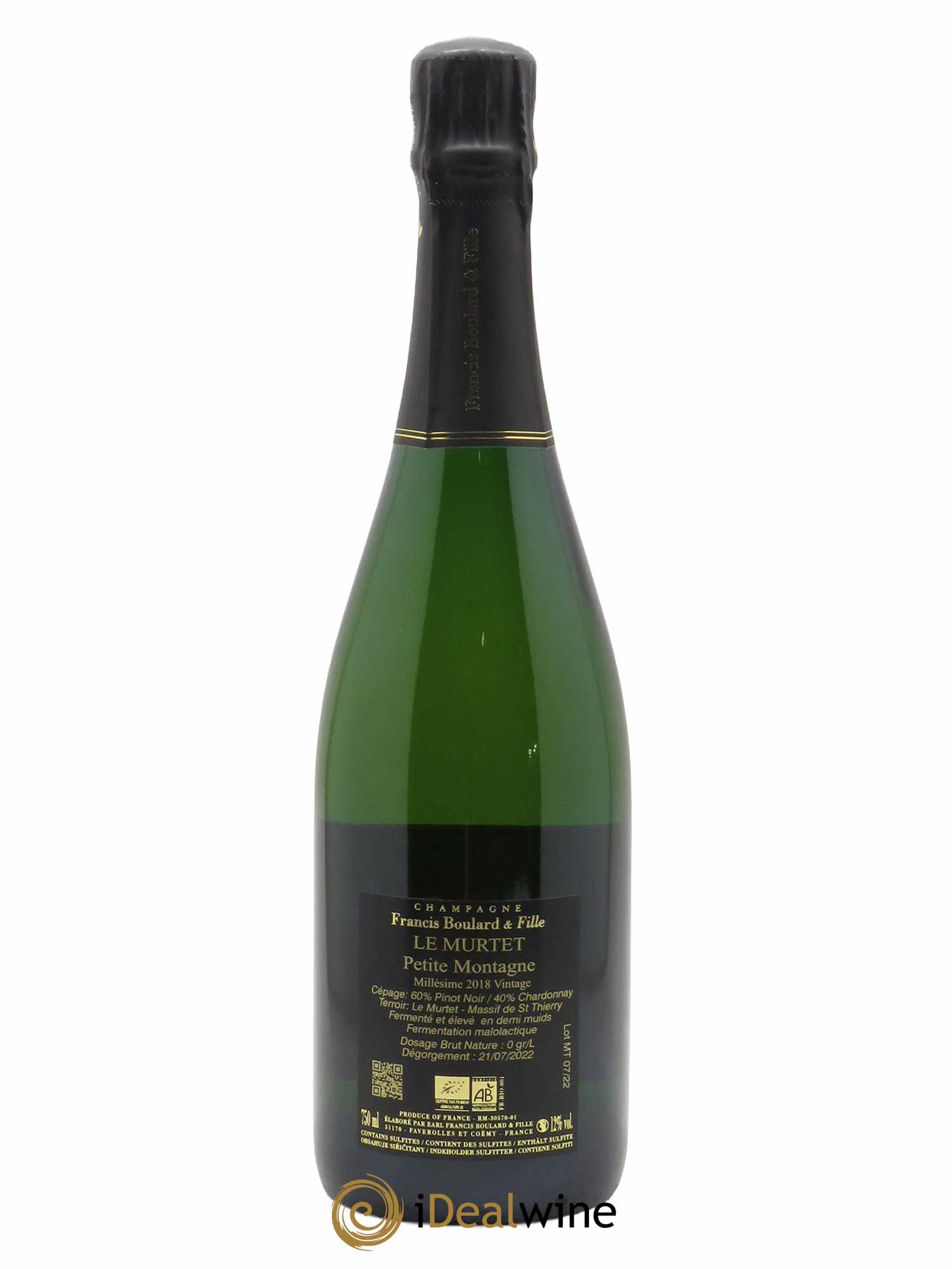 Brut Nature Le Murtet La Petite Montagne Francis Boulard  2018 - Lot de 1 Bouteille