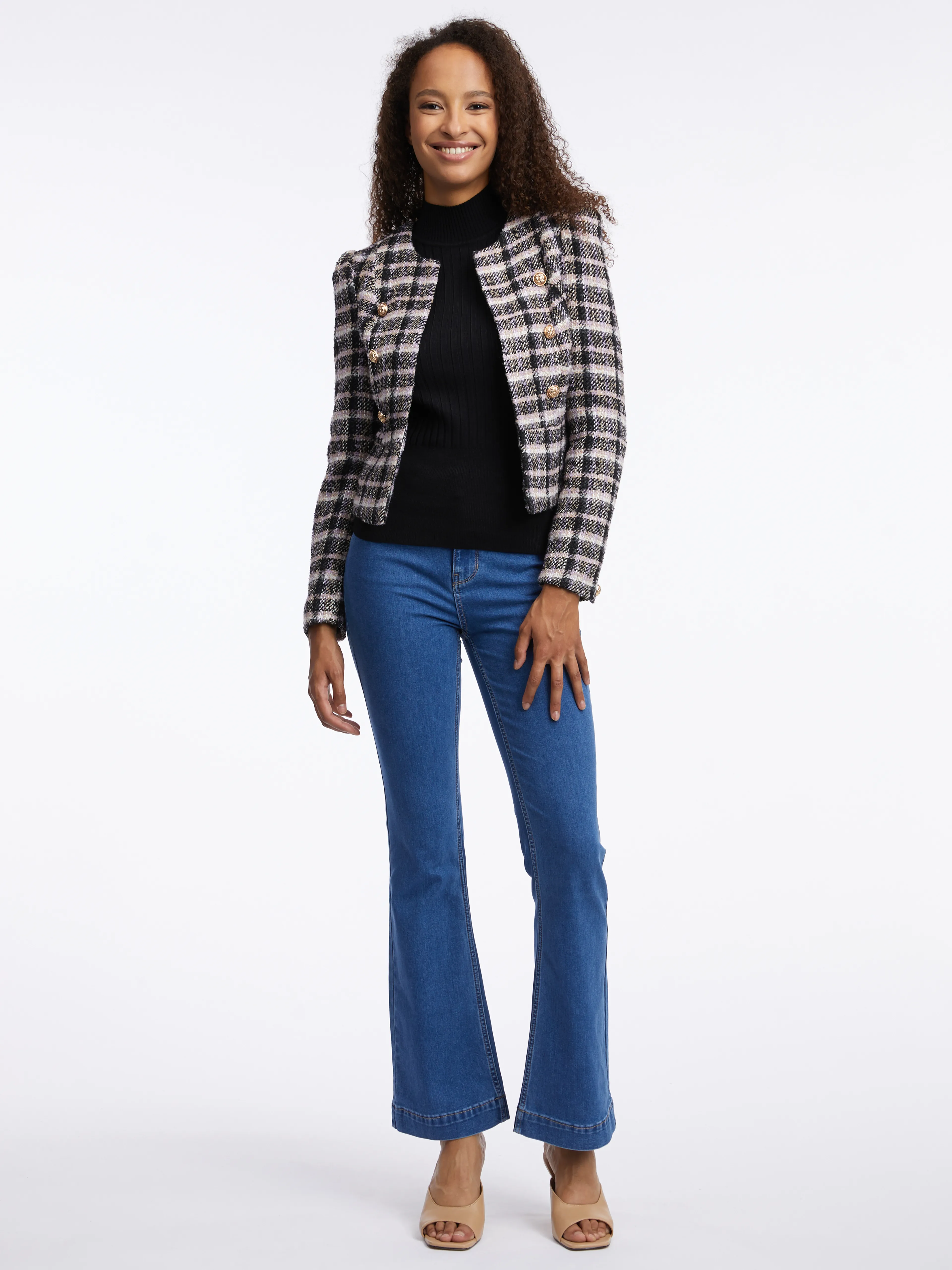 Schwarzer Damen-Karo-Blazer ORSAY