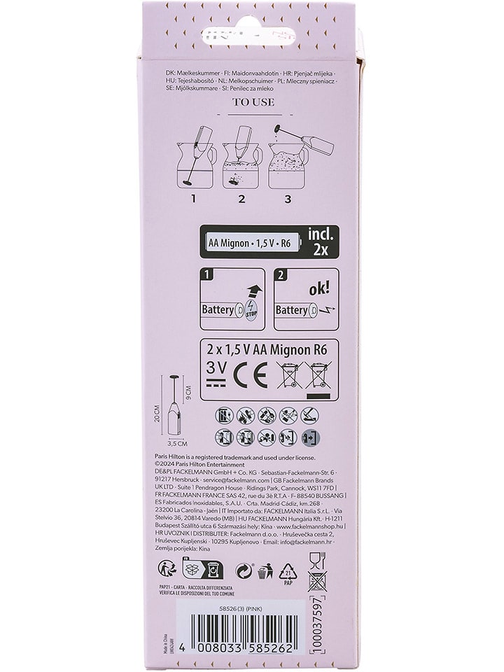 Paris Hilton Elektischer Milchaufschäumer in Rosa - (L)20 cm günstig kaufen onesize