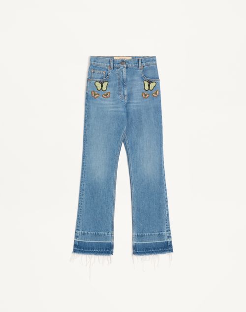 Geborduurde denim broek