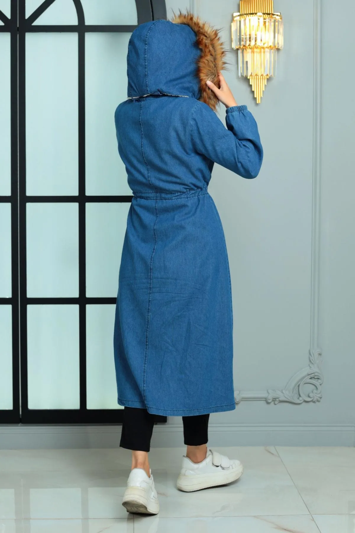 Modamihram  Jeansmantel mit Kapuze Dark Denim 19173