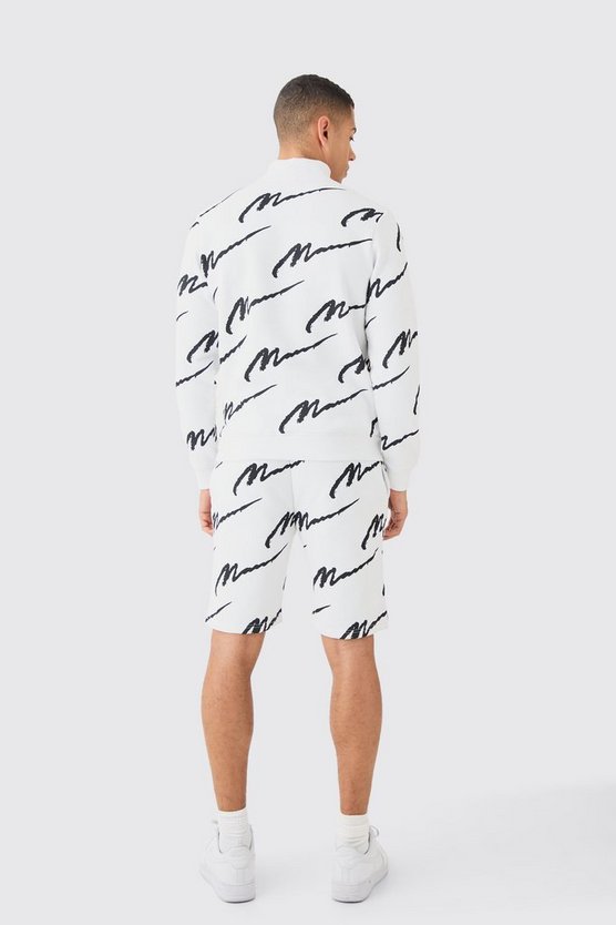 Slim-Fit Man Signature Trainingsanzug mit Print und Reißverschluss