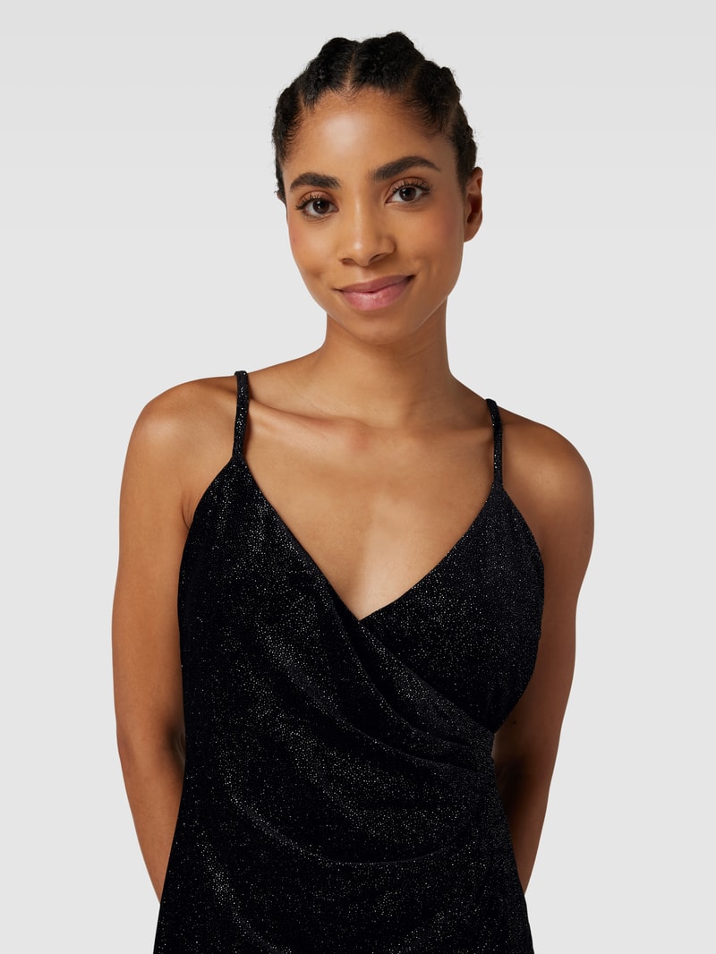 Cocktailkleid in Glitzer-Optik in schwarz
