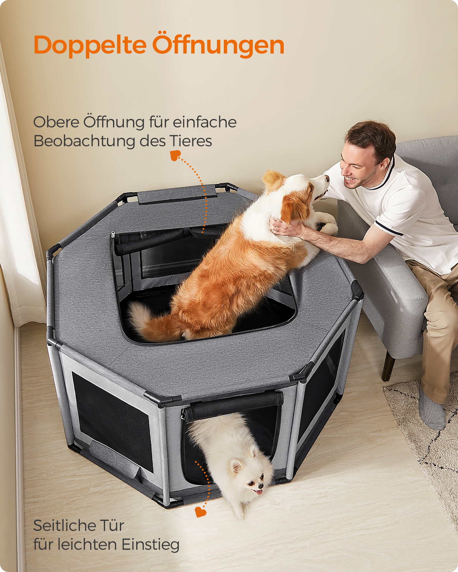 FEANDREA Erziehungshilfen FEANDREA M-L Welpenauslauf Oxford-Gewebe 1,12 m, 1,12 m, 62 cm