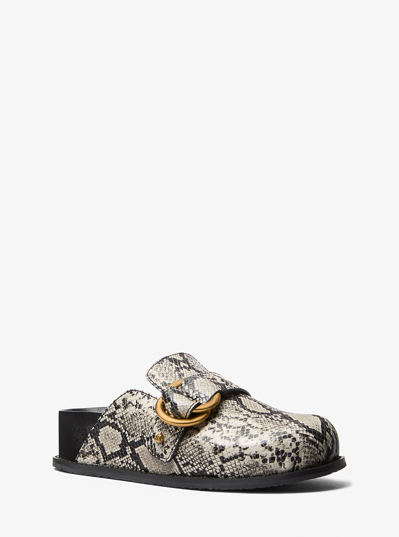 Jaden Snake Embossed Leather Clog - NATURLIG