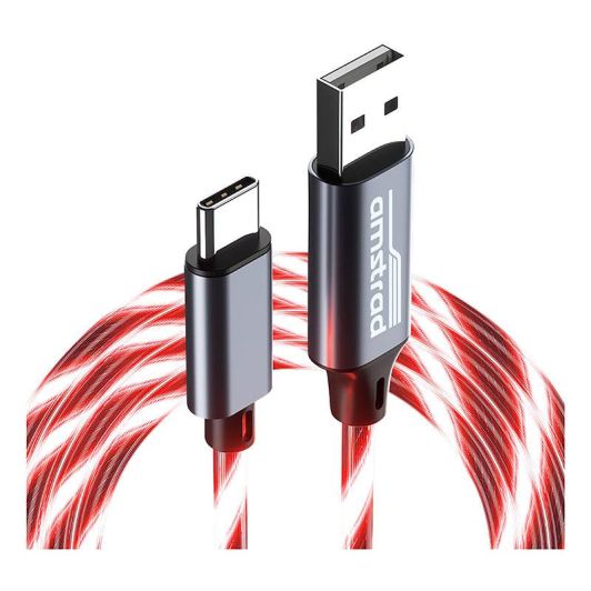 Καλώδιο AMSTRAD USB-A/USB-C LED rood