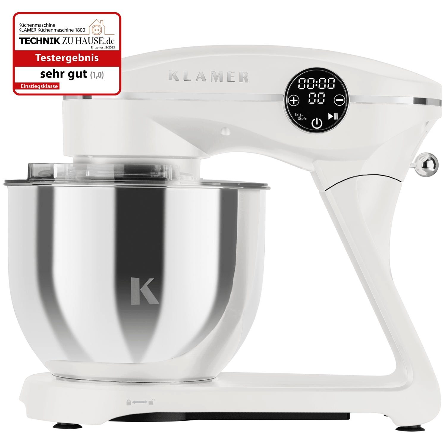 KLAMER Küchenmaschine KLAMER Küchenmaschine 1800W, Knetmaschine mit 6 Liter Edelstahl Schüs…