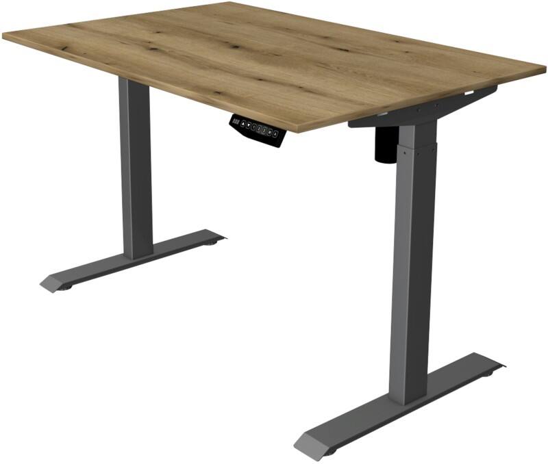 Kerkmann Move 1 Rechteckig Elektronisch Höhenverstellbarer Sitz-Stehschreibtisch Melamin, Stahl Anthrazit, Eiche 1200 x 800 x 1230 mm