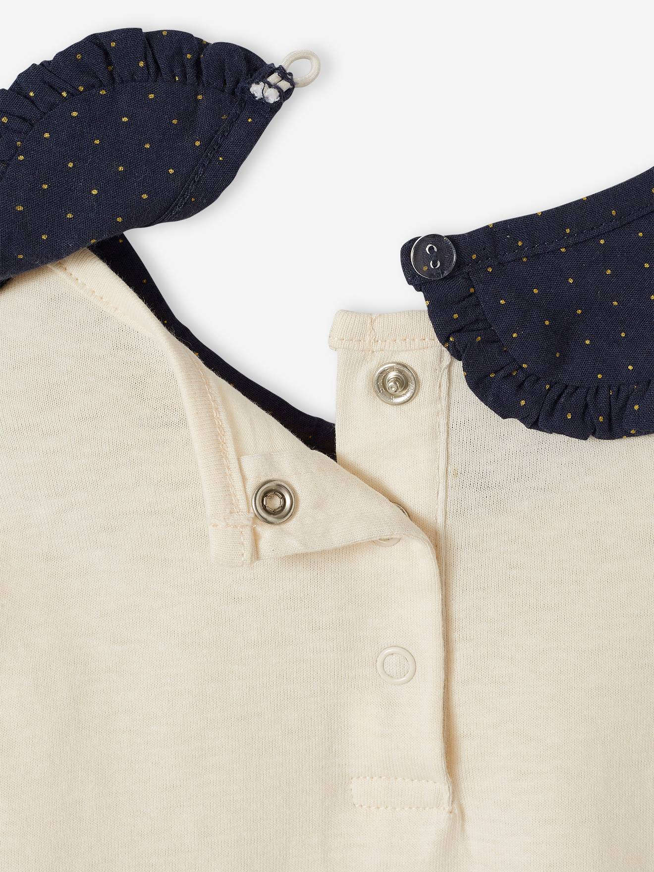 Vertbaudet Baby Shirt mit Kragen zum Wechseln - wollweiß