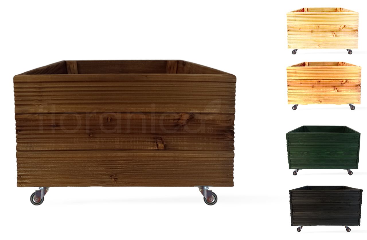Pemicont Floranica Blumentopf aus Holz Kasten 4 Rollen 50cm x 535cm x 285cm Braun Imprägniertes Lärchenholz Schutzhülle für Kräuter Blumen Haus- und Gartendekoration Innen- und Außenbereich