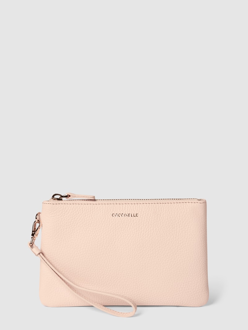 Kosmetiktasche mit Label-Detail Modell 'NEW BEST METALLIC SOFT' in hellrosa