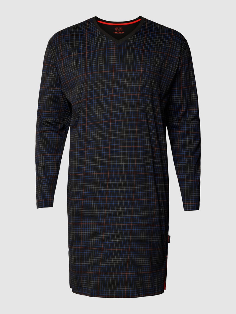 PLUS SIZE Nachthemd mit Gitterkaro in schwarz