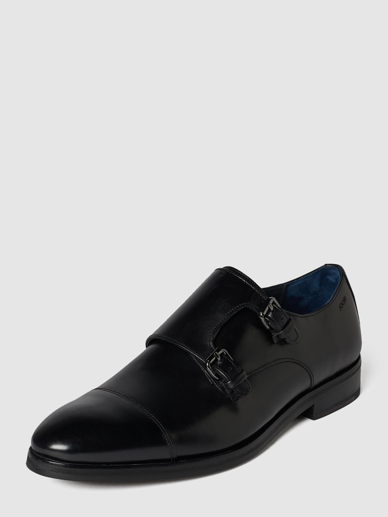 Double Monk Straps aus Leder Modell 'Kleitos' in schwarz