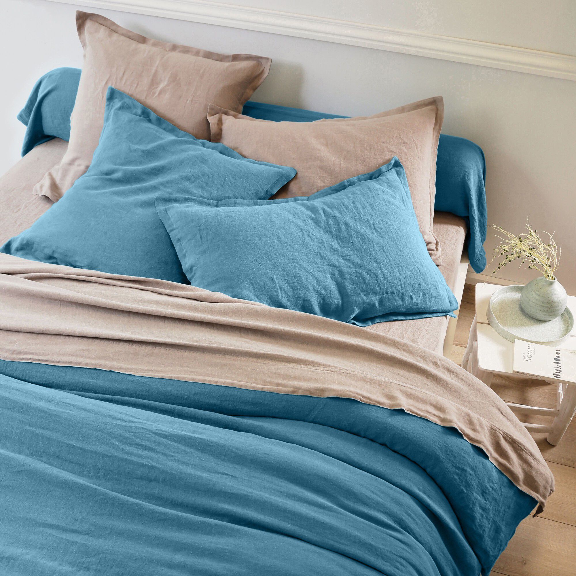 Linge de lit uni lin lavé
