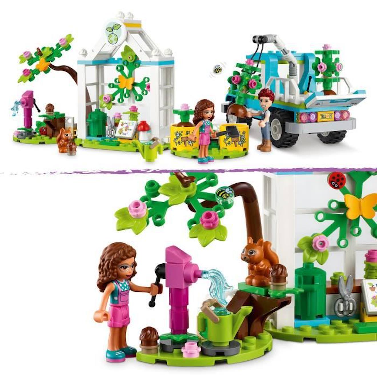 LEGO 41707 Friends Le Camion Planteur d’Arbres, Jouet, Jardinage Écologique, Camion Électrique, Filles et Garçons Dès 6 Ans bleu