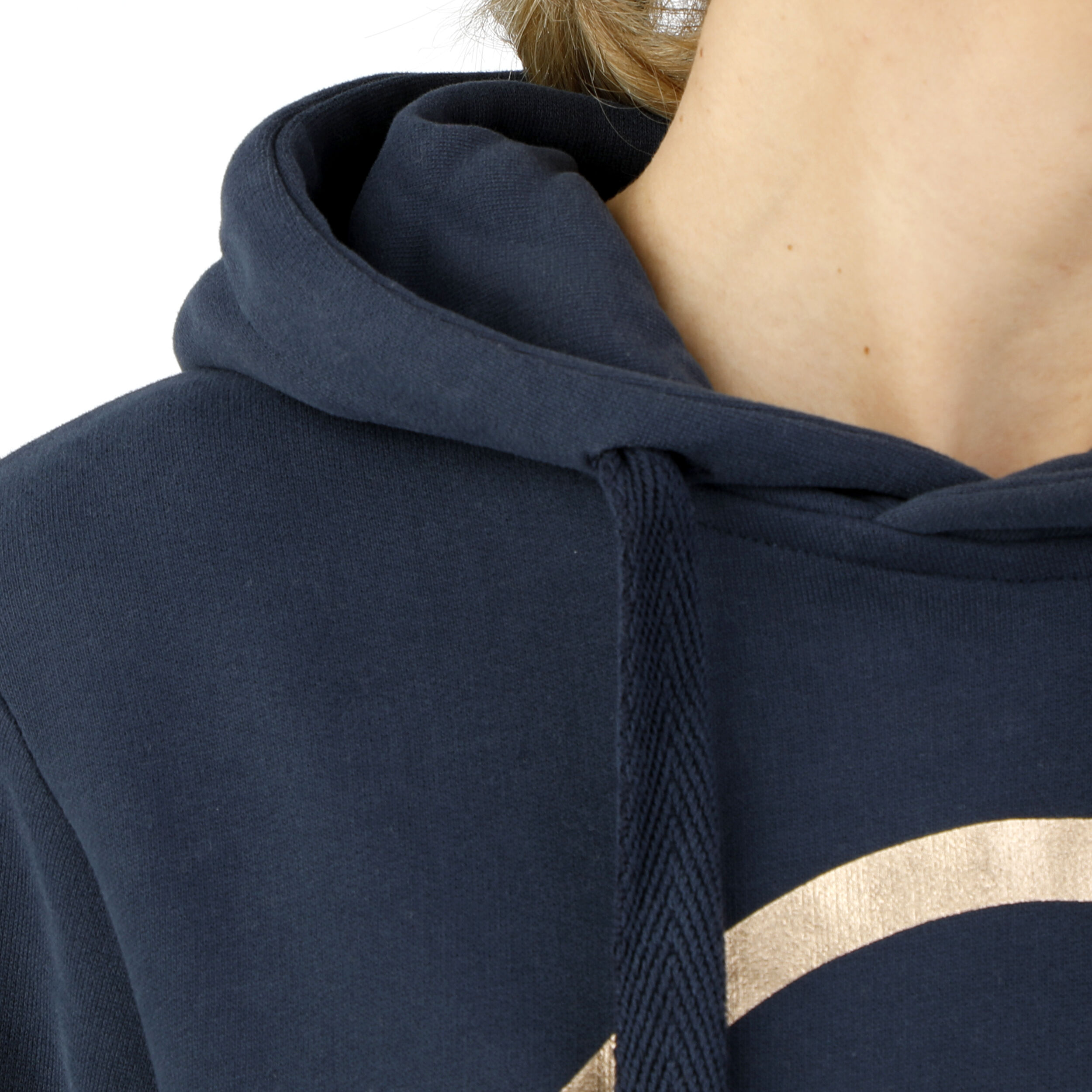 Baseline Logo Metallic Hoody Damen - Dunkelblau, Gold