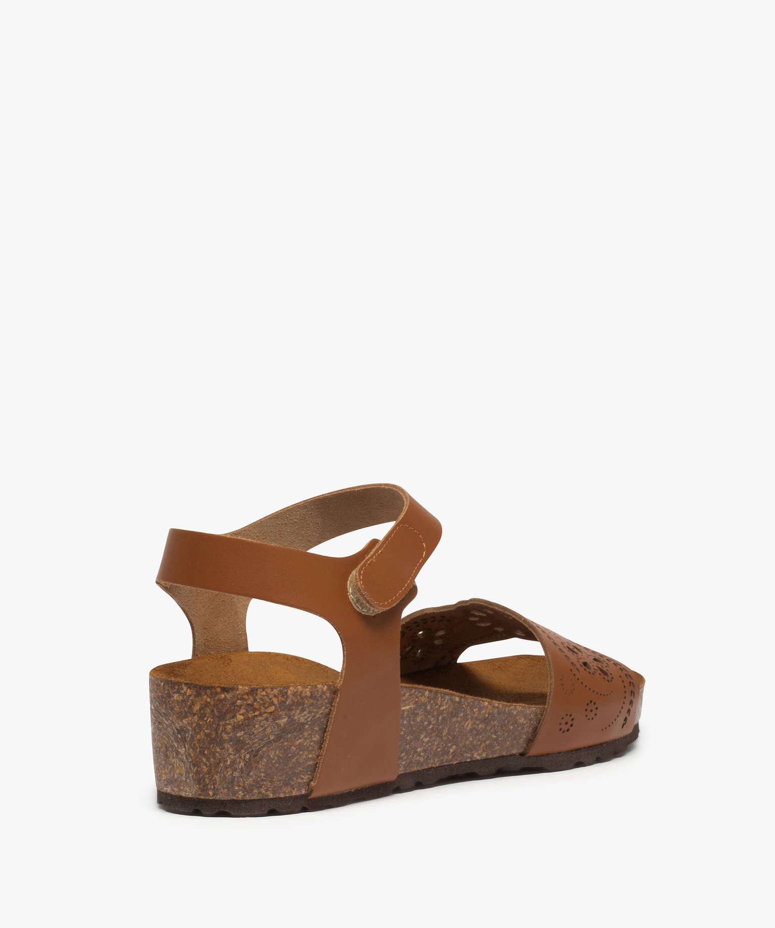 Sandales femme avec brides en cuir et semelle confort marron | GEMO