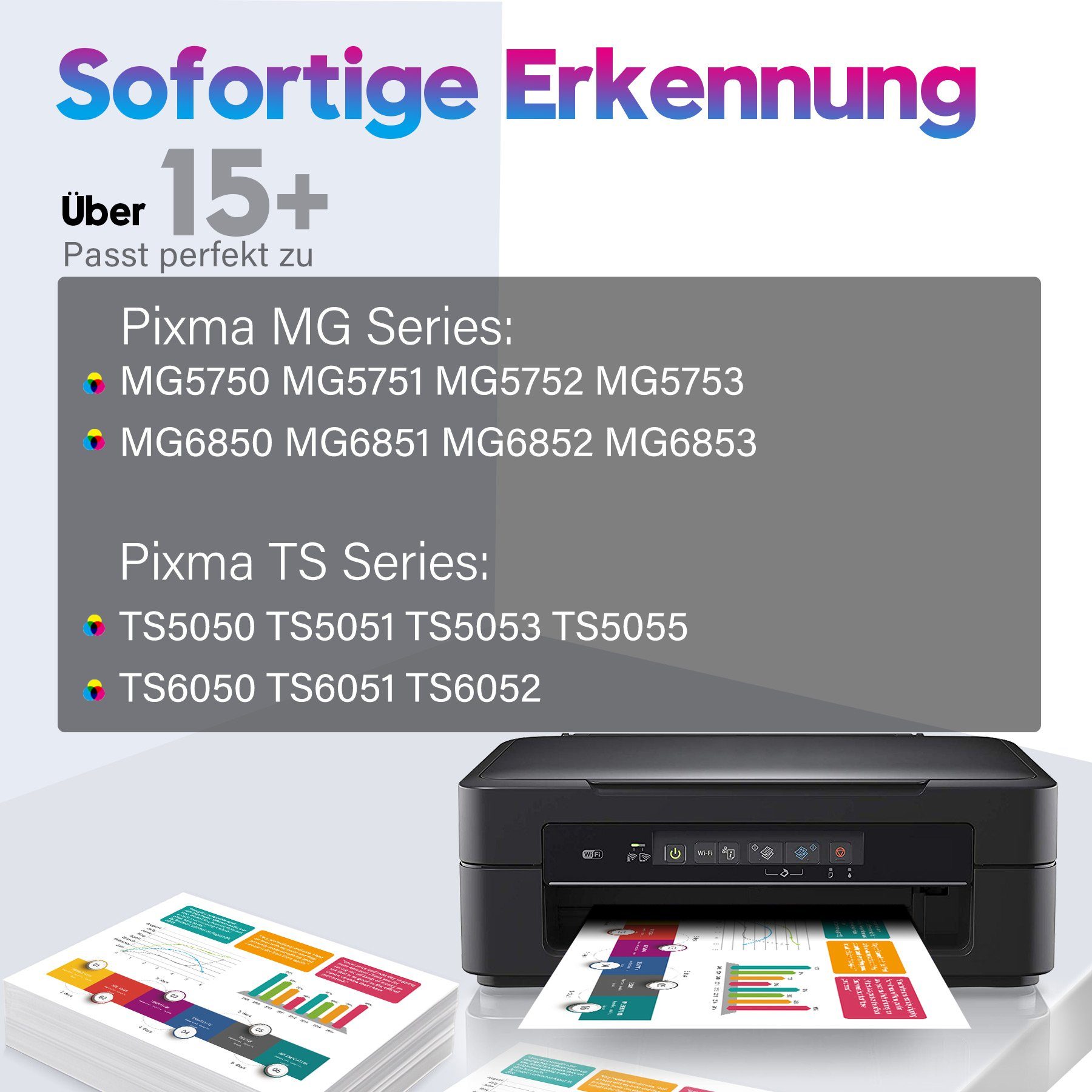 ONLYU 5er für CANON 570xl 571xl Multipack PGI-570xl CLI-571 xl Tintenpatrone (Für PIXMA TS5050 TS5000 MG5750)