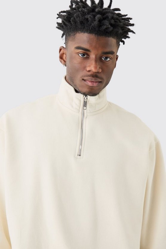 Kastiges Oversize Sweatshirt mit 1/4 Reißverschluss