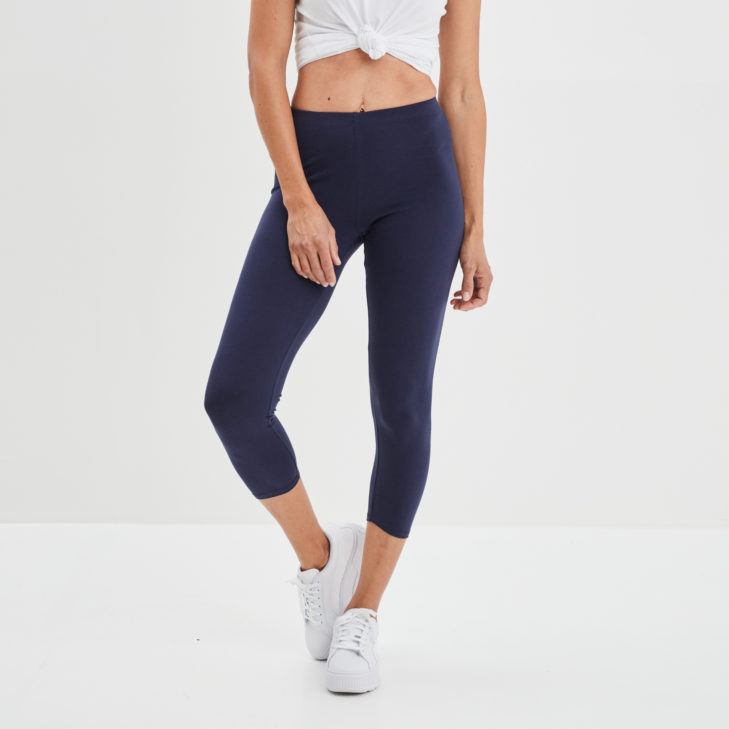 Legging 7 8ème taille élastiquée bleu marine femme | La Halle