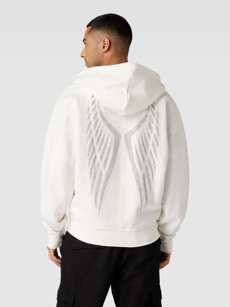 Sweatjacke mit Ziersteinbesatz Modell 'Cody' in weiß