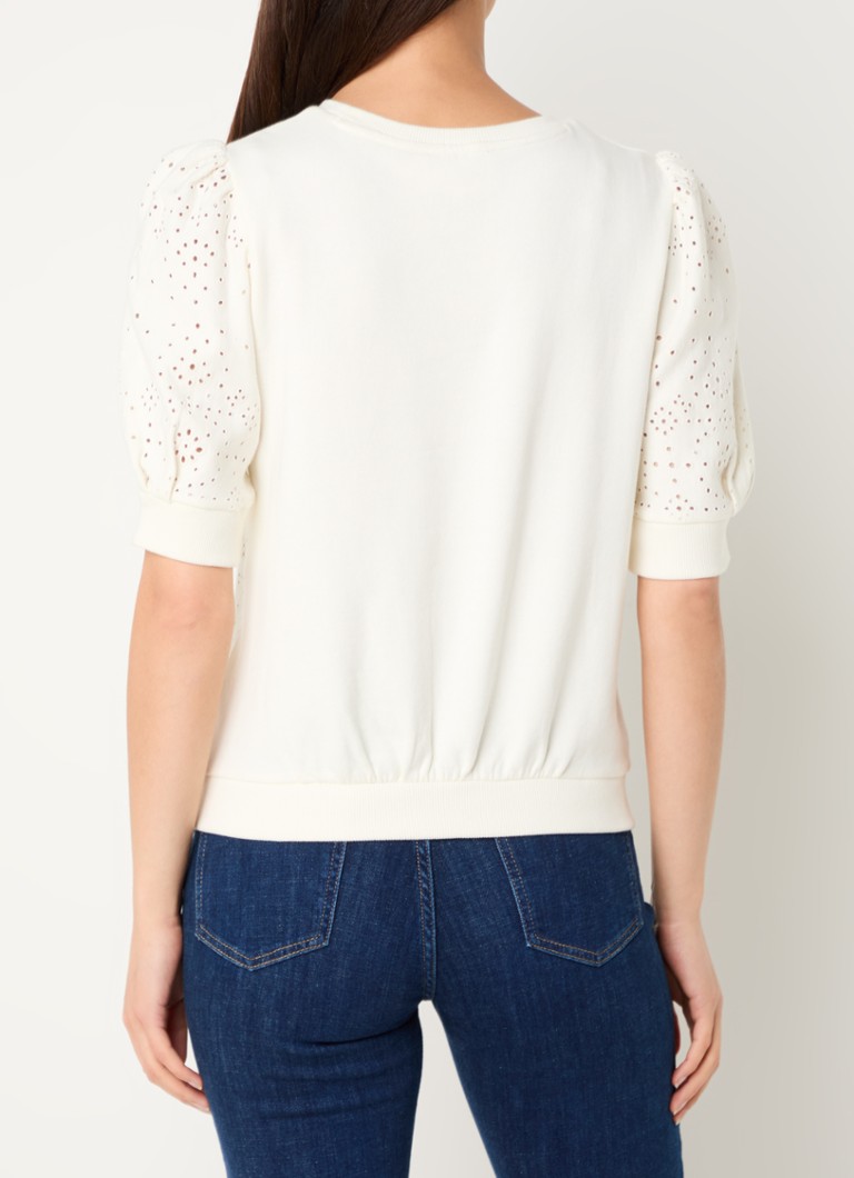ba&sh Lael top with openwork design and puff sleeves