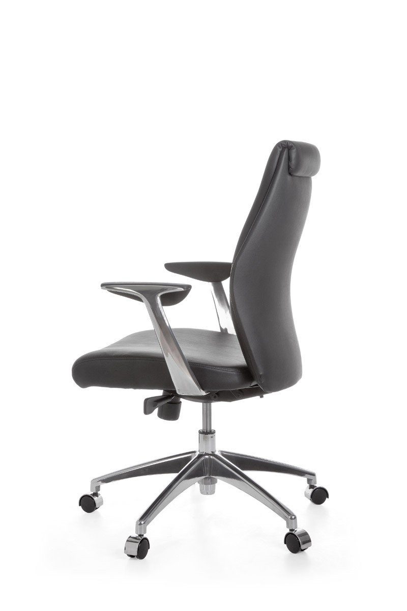 Amstyle Chefsessel SPM1.142 (Echtleder Schwarz, Bürostuhl XXL 120 kg Modern), Schreibtischstuhl Drehbar, Drehstuhl mit Armlehne